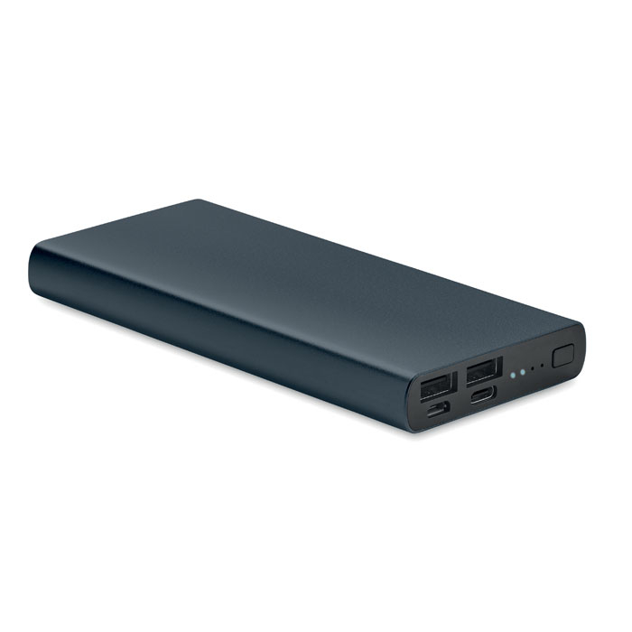 Powerbank 10 000 mAh publicitaire charge rapide POWERFLAT Bleu marine